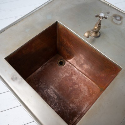 Ancien bar en bois et cuivre, 1920