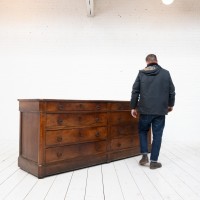 Large chest of drawers in walnut and stone, 19th century