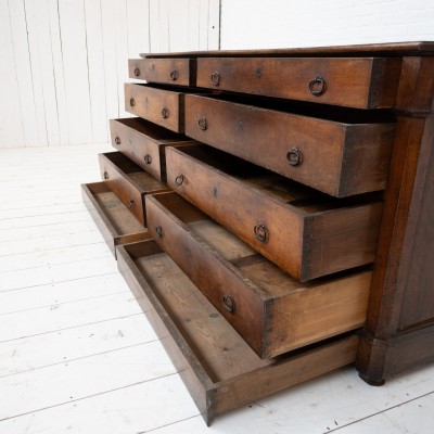 Large chest of drawers in walnut and stone, 19th century