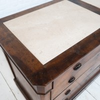 Large chest of drawers in walnut and stone, 19th century