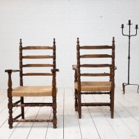 Paire de fauteuils paillés  1950 Produit proposé par ECLECTIQUE ANTIQUE