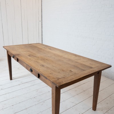 Ancienne table de ferme en chêne, fin XIXème