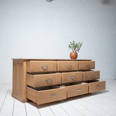 Ancien meuble de métier 9 tiroirs en chêne