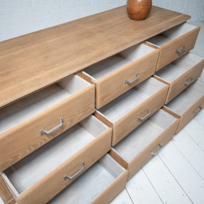 Ancien meuble de métier 9 tiroirs en chêne