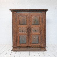 Wooden cabinet polychrome decoration, 19th