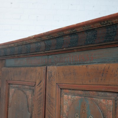 Wooden cabinet polychrome decoration, 19th