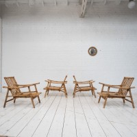 Set of bamboo armchairs, 1960s