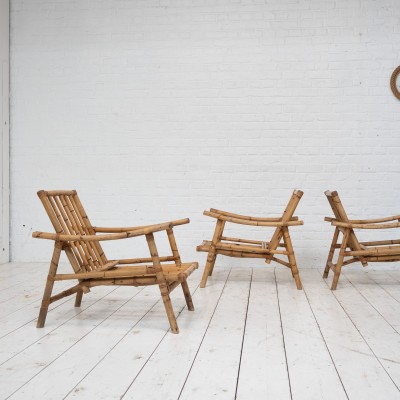 Set of bamboo armchairs, 1960s