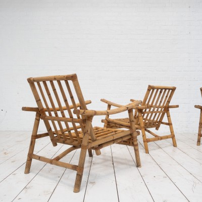 Set of bamboo armchairs, 1960s