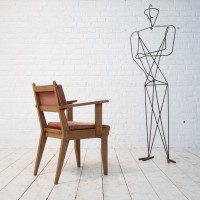 Oak armchair by Charles Dudouyt, France 1940