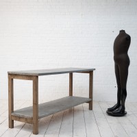 Antique florist’s table in zinc and oak, 1920