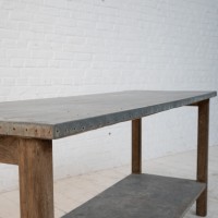 Antique florist’s table in zinc and oak, 1920