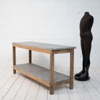 Antique florist’s table in zinc and oak, 1920