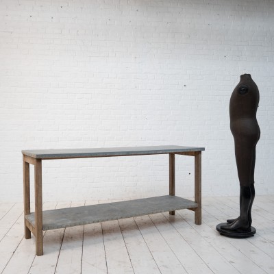 Antique florist’s table in zinc and oak, 1920