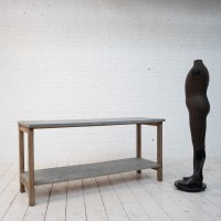 Antique florist’s table in zinc and oak, 1920