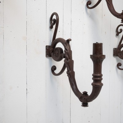 Set of cast iron wall sconces, Paris, 1900