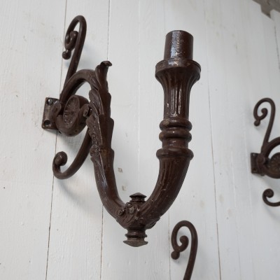 Set of cast iron wall sconces, Paris, 1900