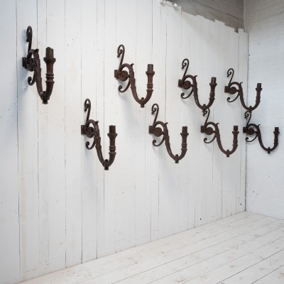 Set of cast iron wall sconces, Paris, 1900