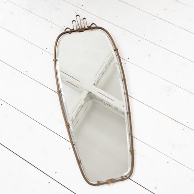 Miroir en laiton, Italie 1950