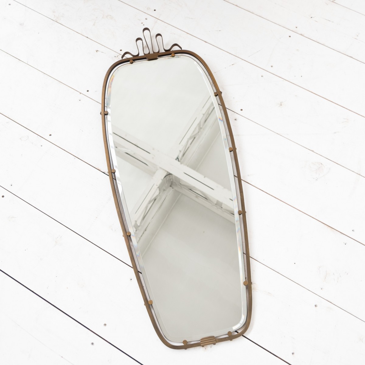 Miroir en laiton, Italie 1950