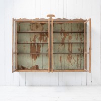 Antique Wall Display Cabinet with 4 Doors and Decorated Pediment – Late 19th Century,