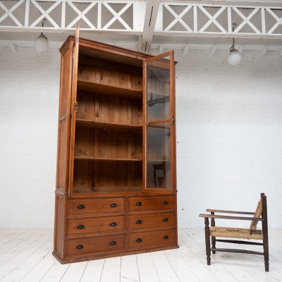 Vitrine de musée ancienne en bois - Début XXe siècle