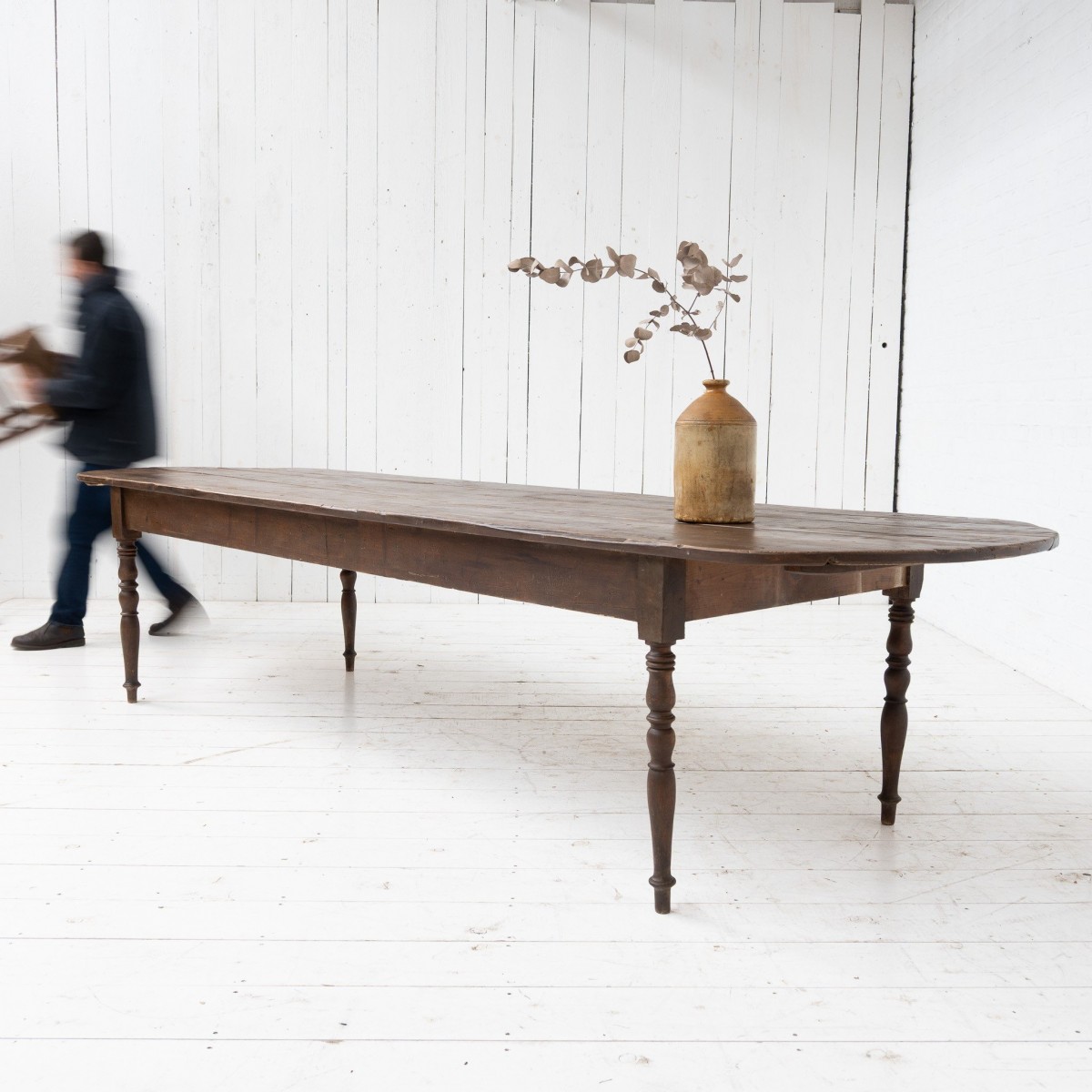 Large wooden community table, early 20th century