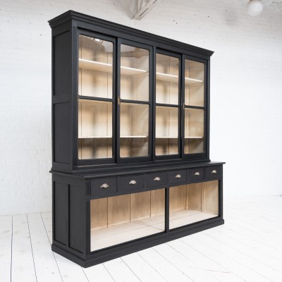 Antique beech bookcase with sliding doors, 1940