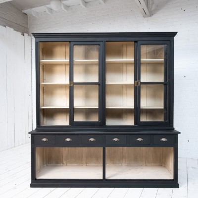Antique beech bookcase with sliding doors, 1940