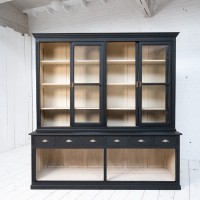 Antique beech bookcase with sliding doors, 1940