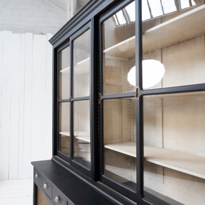 Antique beech bookcase with sliding doors, 1940