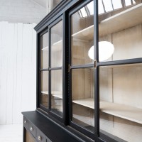 Antique beech bookcase with sliding doors, 1940
