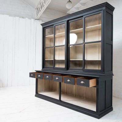Antique beech bookcase with sliding doors, 1940