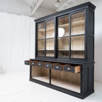 Antique beech bookcase with sliding doors, 1940