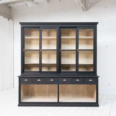 Antique beech bookcase with sliding doors, 1940