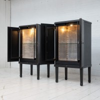 Paire de vitrines en bois noirci, XXème siècle