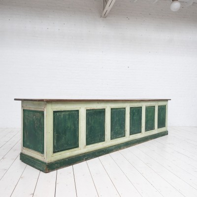 Large wooden shop counter, early 20th century