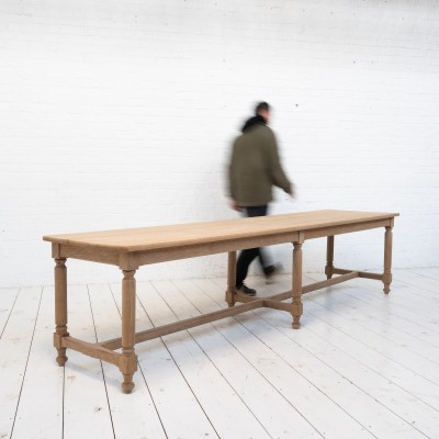 Large solid oak console table - early 20th century