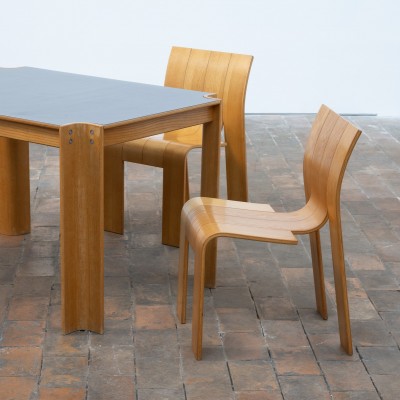 Gijs Bakker 4 Strip chairs and dining table circa 1970