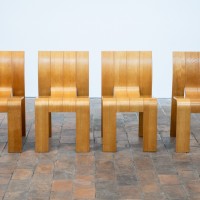 Ensemble de 4 Chaises Strip de Gijs Bakker et sa table Produit proposé par ÉCLECTIQUE ANTIQUE