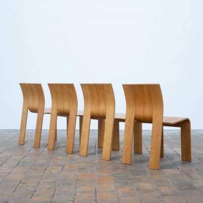 Gijs Bakker 4 Strip chairs and dining table circa 1970