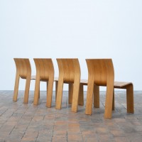 Gijs Bakker 4 Strip chairs and dining table circa 1970