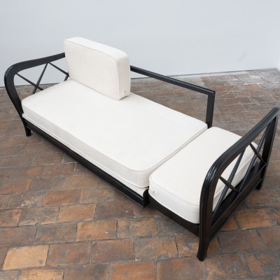 Canapé modulable en velours et bois par Paolo Buffa - 1950