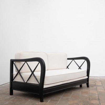 Canapé modulable en velours et bois par Paolo Buffa - 1950