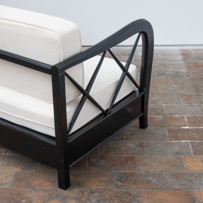 Canapé modulable en velours et bois par Paolo Buffa - 1950