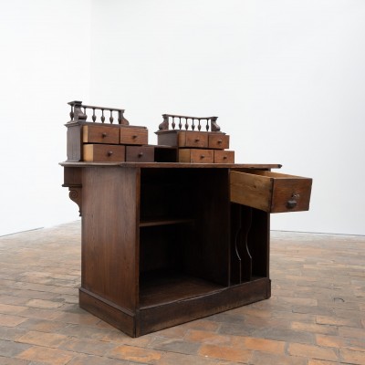 Oak Pharmacy Counter - Early 20th Century