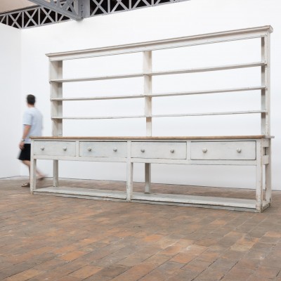 Grand meuble d’épicerie en bois peint — début XXème