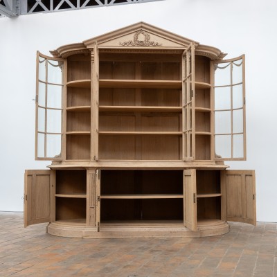 Grande bibliothèque vitrée en chêne - début XXème