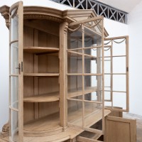 Grande bibliothèque vitrée en chêne - début XXème