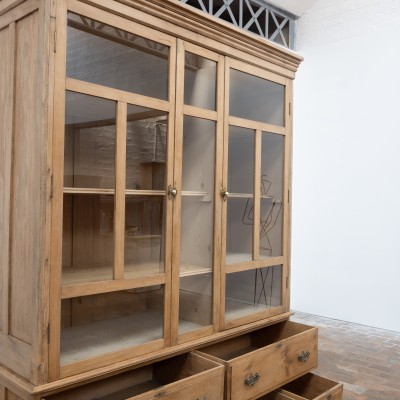 Grande vitrine de présentation en bois — début XXème